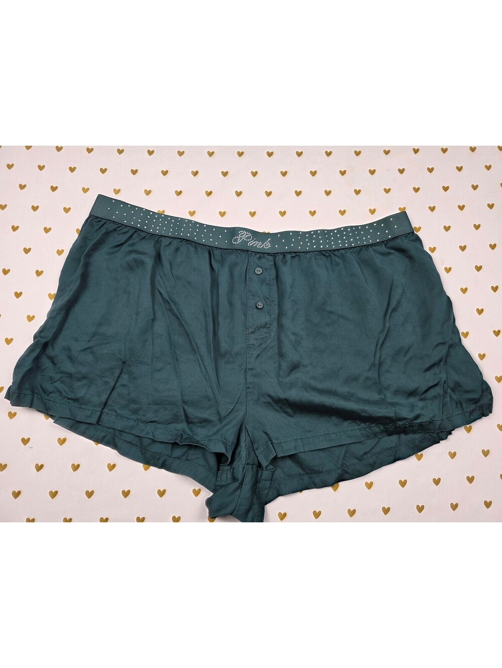 Victorias Secret PINK BLING Green XL Sleep Shorts Boxers Pajama Bottoms